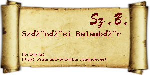 Szénási Balambér névjegykártya